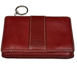 Coach Red Leather Keychain Wallet